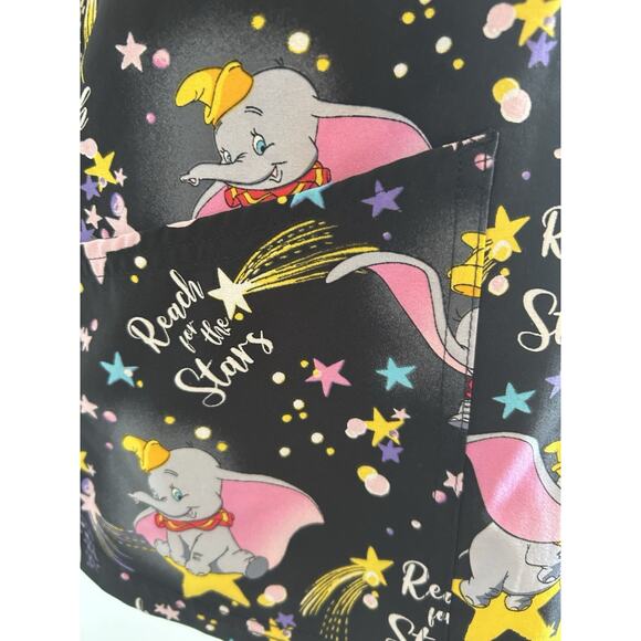 Dumbo Disney Scrubs V Neck Top TF780 DUHF size XS Black Elephant Animal Print - Picture 7 of 8